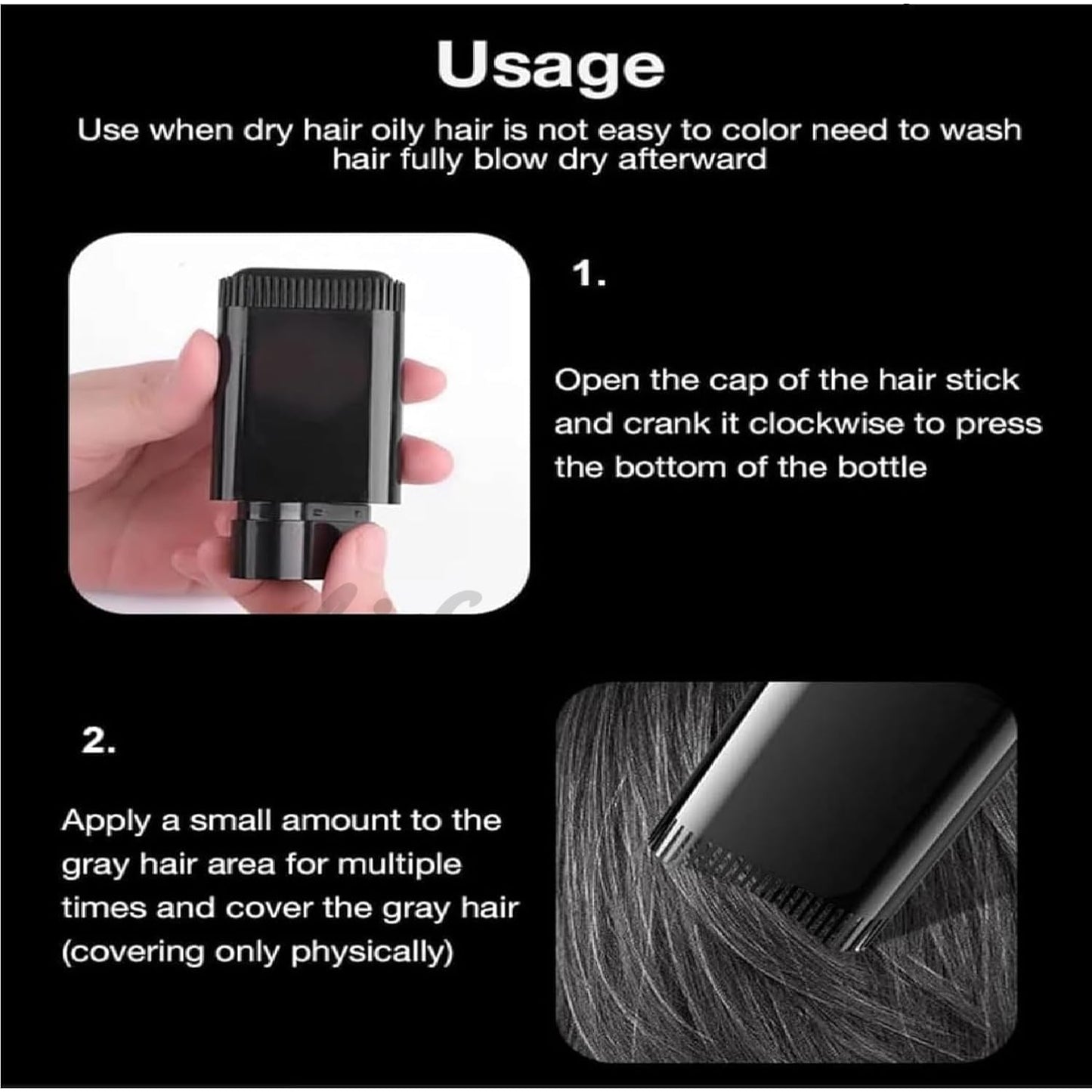 2 in 1 Instant Hair Color Stick, Waterproof and Sweat Proof Hair Dye Stick- Pack of 1