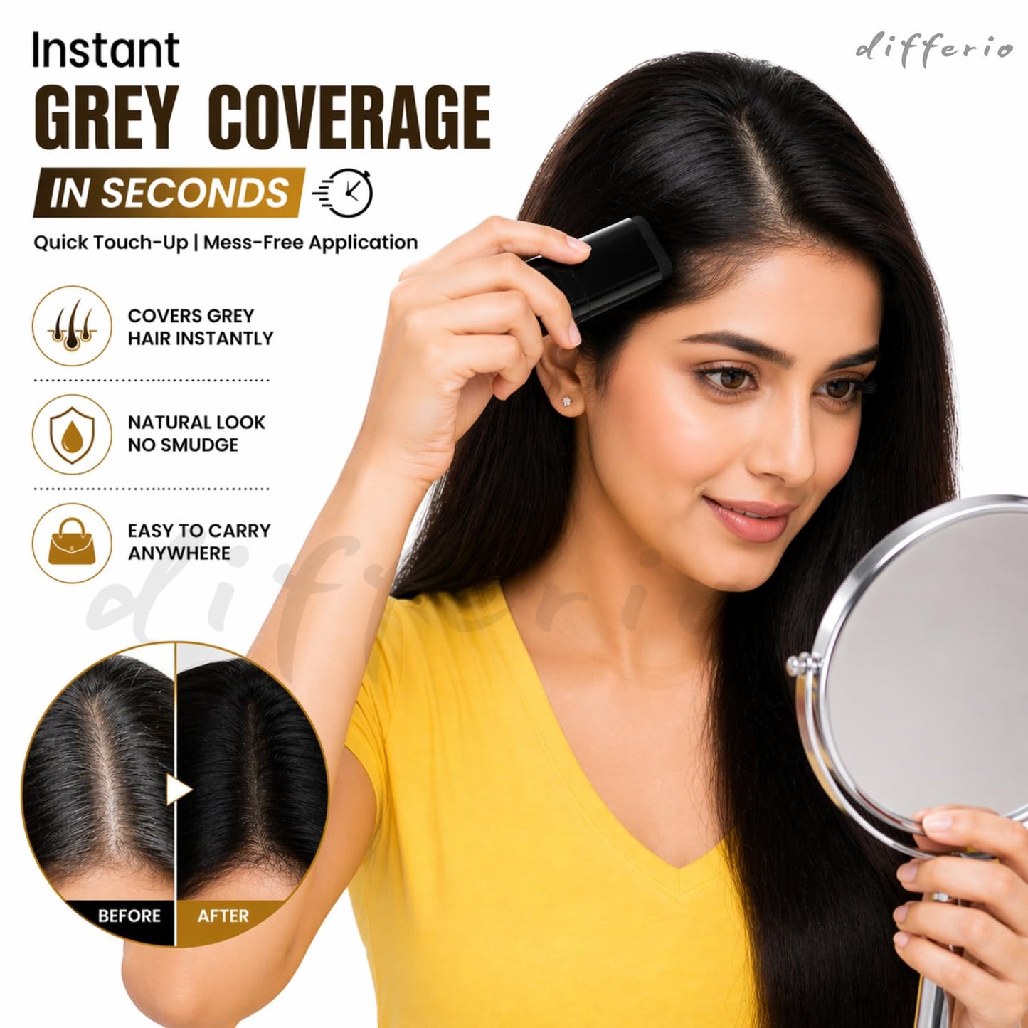 2 in 1 Instant Hair Color Stick, Waterproof and Sweat Proof Hair Dye Stick- Pack of 1